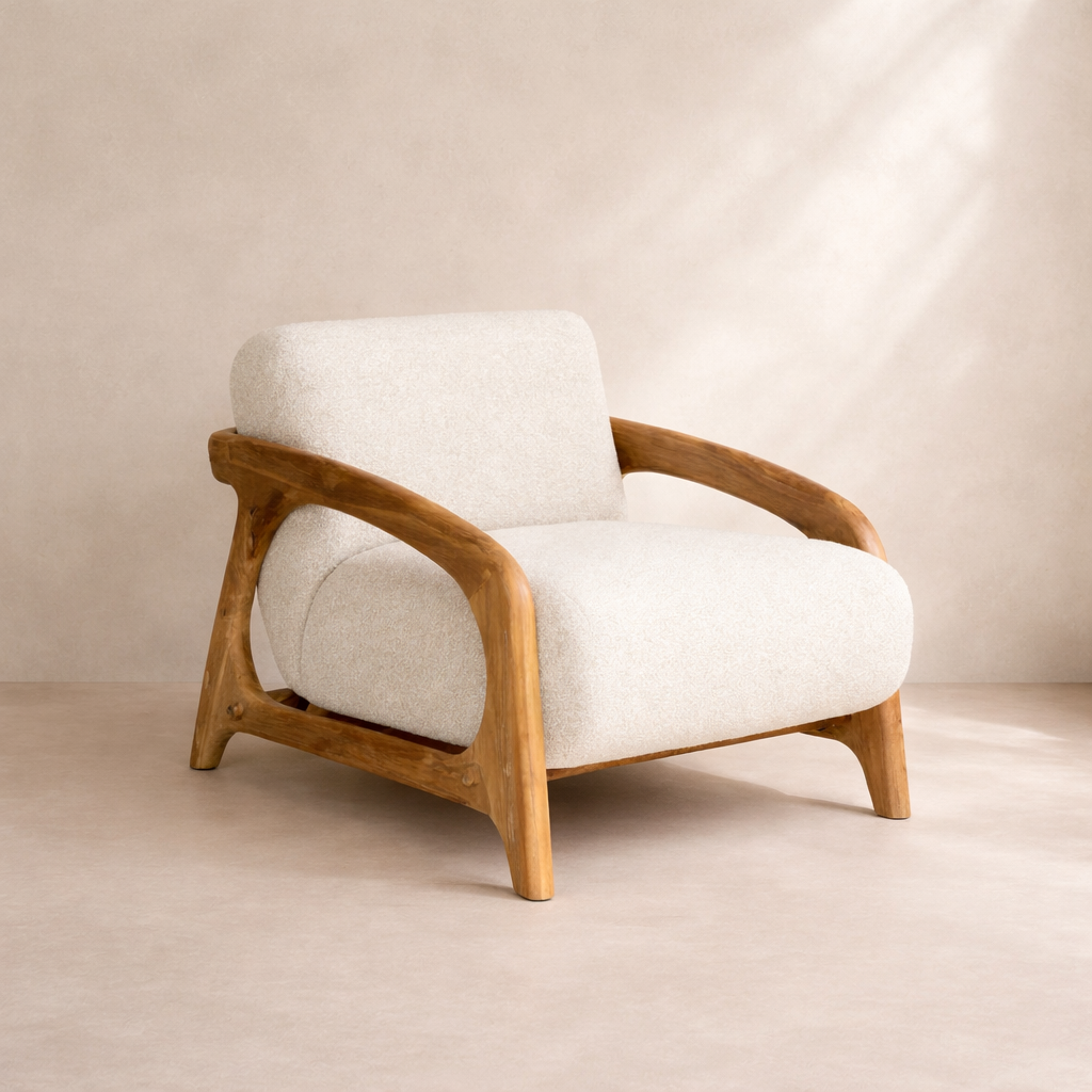 white boucle lounge chair totem nairobi