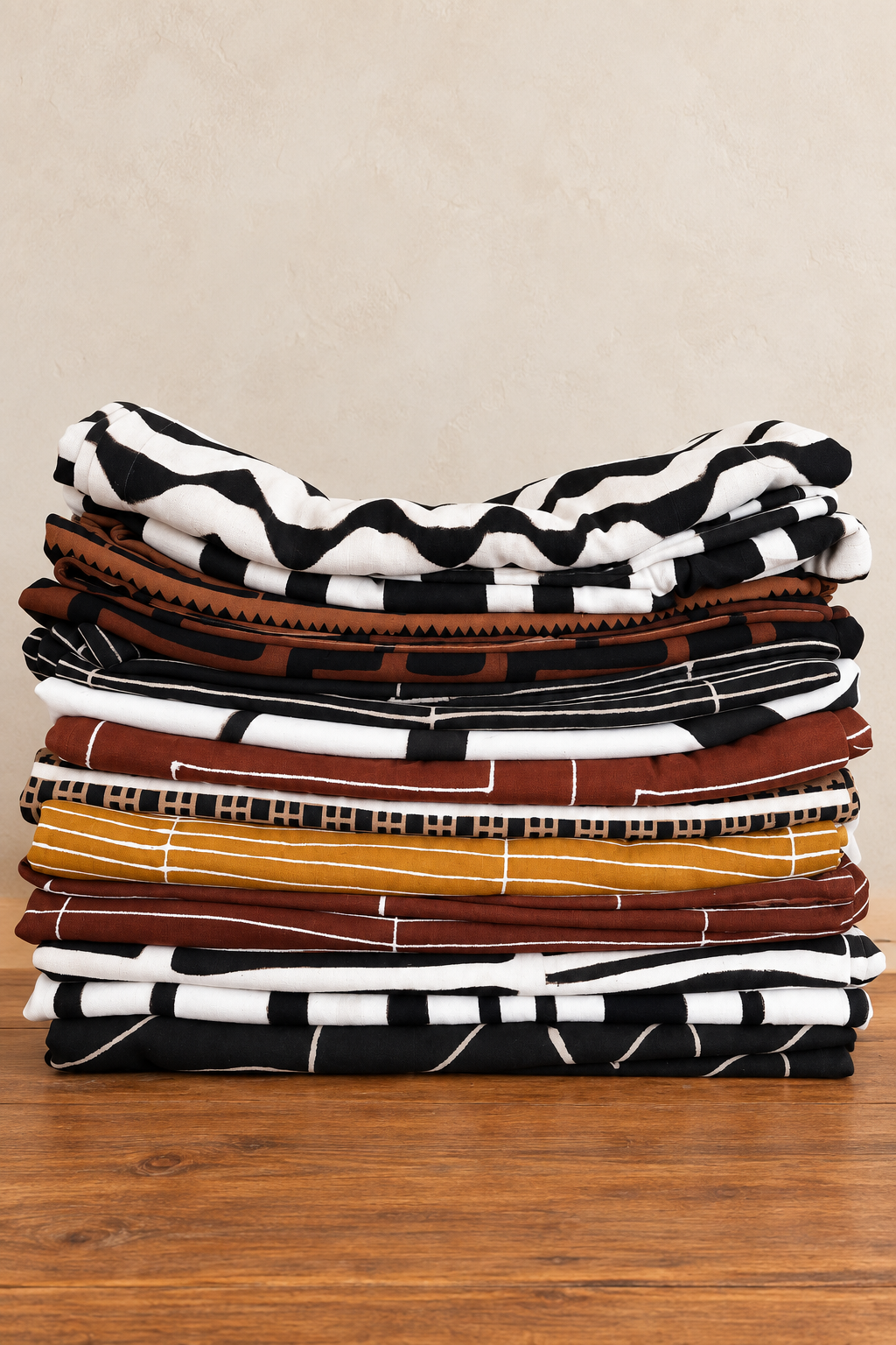 Handmade Malian mudcloth from Ségou, woven from cotton in deep brown and black tones.