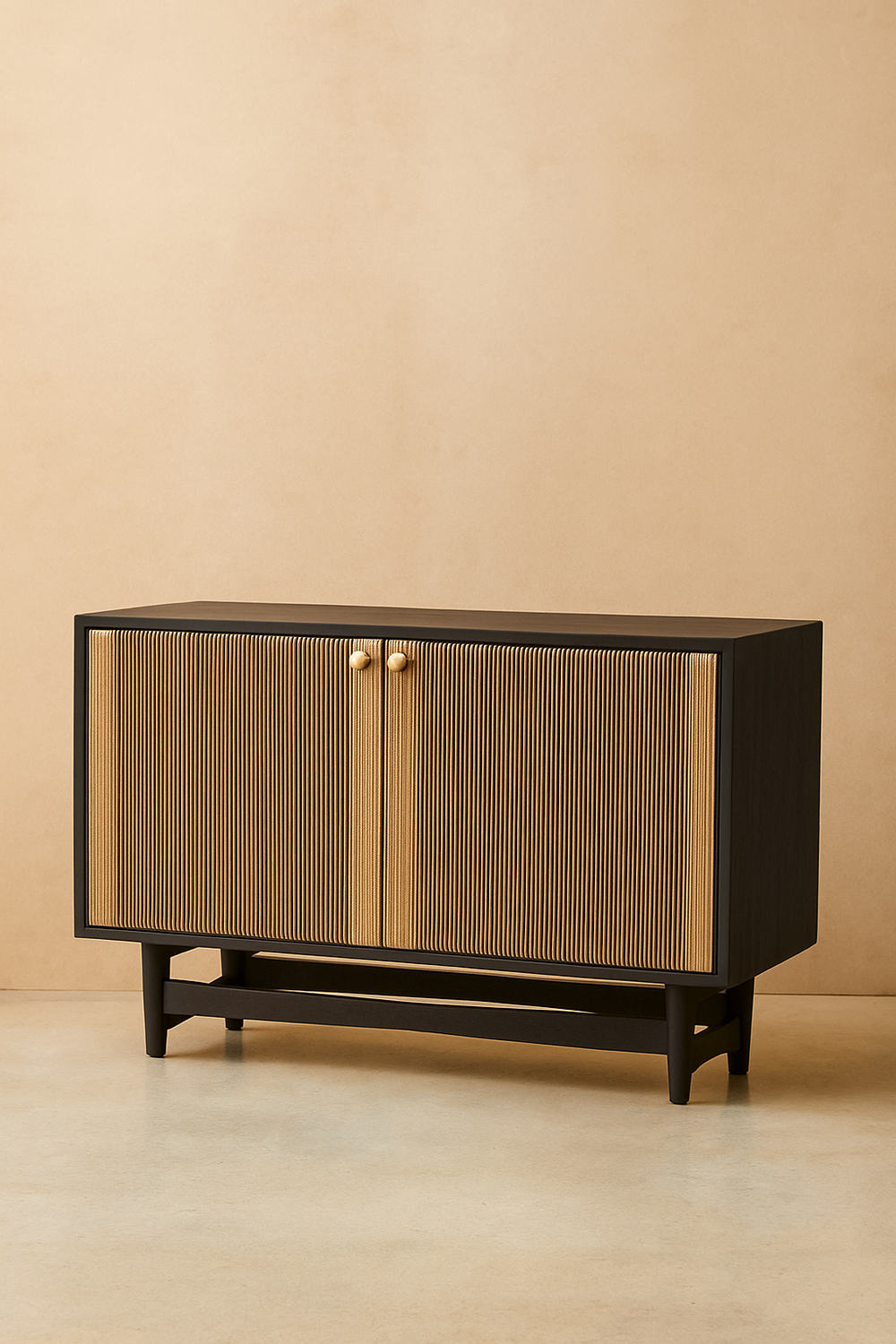 HUGO Cabinet — Black Solid Teak Storage with Cord | Totem Nairobi